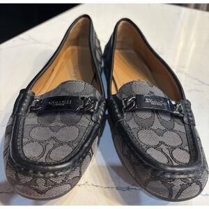Women COACH OLIVE FLAT LOAFER Signature Black-Smoke Size‎ 6.5
